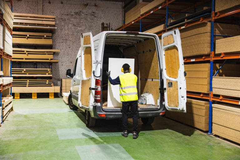 Worker Loading Plywood Into Delivery Van In Lumber 2026 02 07 22 49 47 Utc
